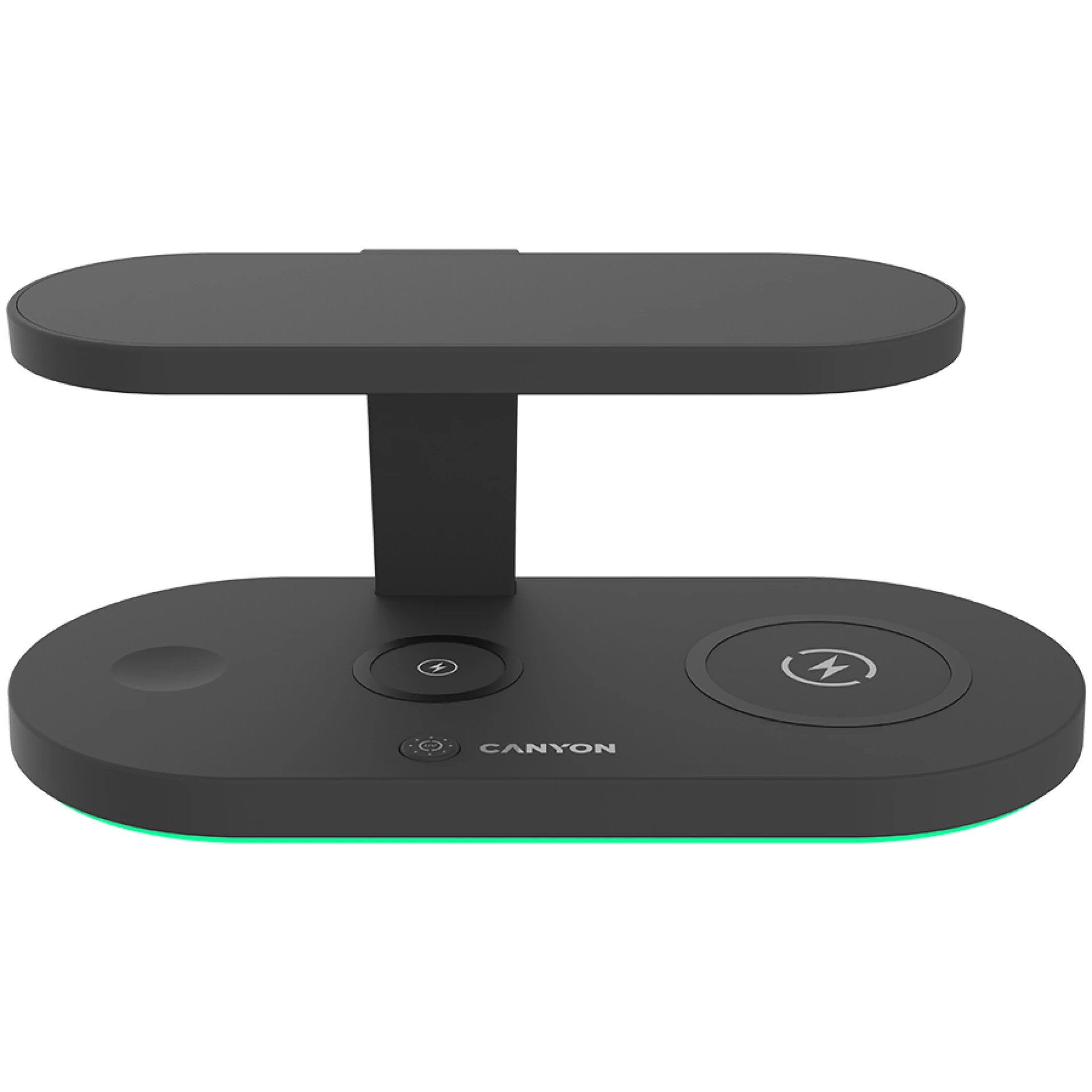 CANYON WS-501 5in1 Wireless charger, with UV sterilizer, with touch button for Running water light, Input QC36W or PD30W, Output 15W/10W/7.5W/5W, USB-A 10W(max), Type c to USB-A cable length 1.2m, 188*90*81mm, 0.249Kg, Black