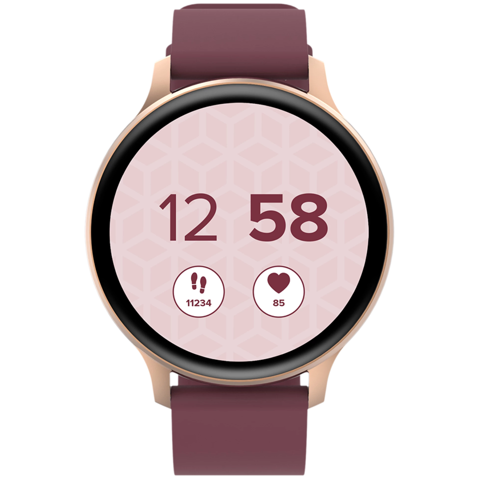 Smartwatch, Realtek 8762CK, 1.28"TFT 240x240px; RAM : 160KB,  Lithium-ion polymer battery, 3.7V 190mAh Include, Golden Zinc alloy middle frame + plastic bottom case+ red Silicone strap + Golden strap buckle, 44.9x 10.9mm, strap: 20x220mm, 50.64g