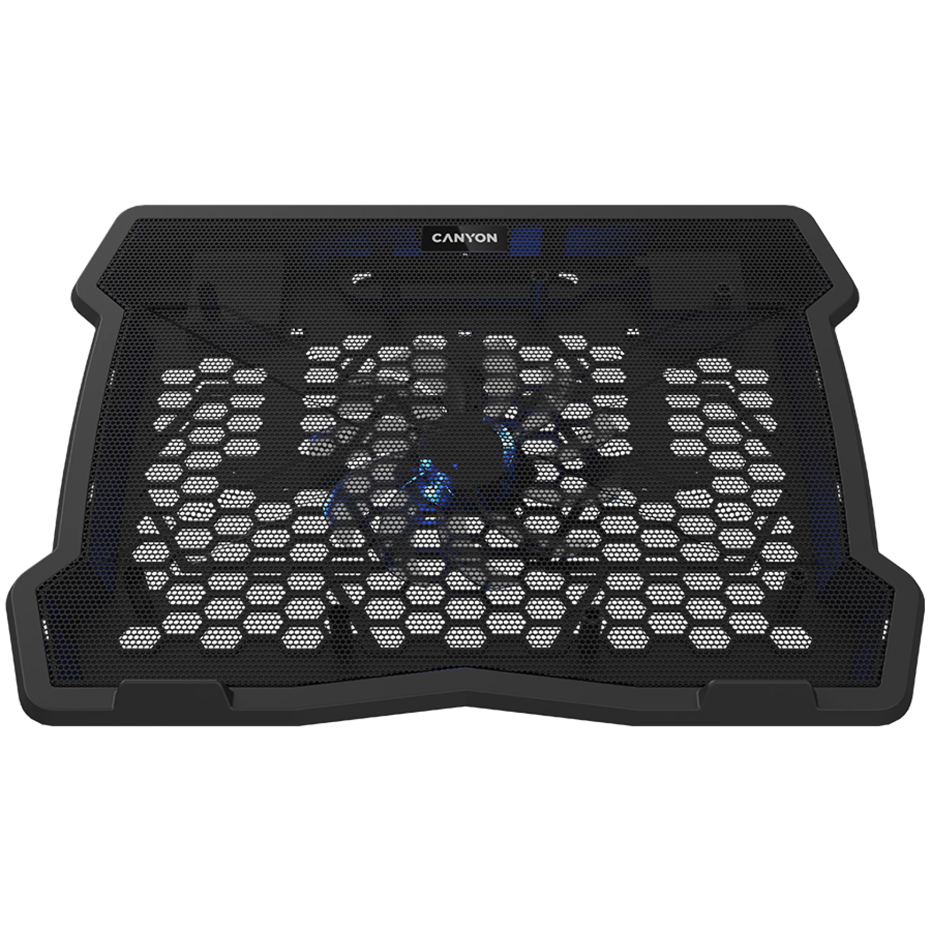 CANYON NS02, Cooling stand single fan with 2x2.0 USB hub, support up to 10”-15.6” laptop, ABS plastic and iron, Fans dimension:125*125*15mm(1pc), DC 5V, fan speed: 800-1000RPM, size:340*265*30mm, 406g