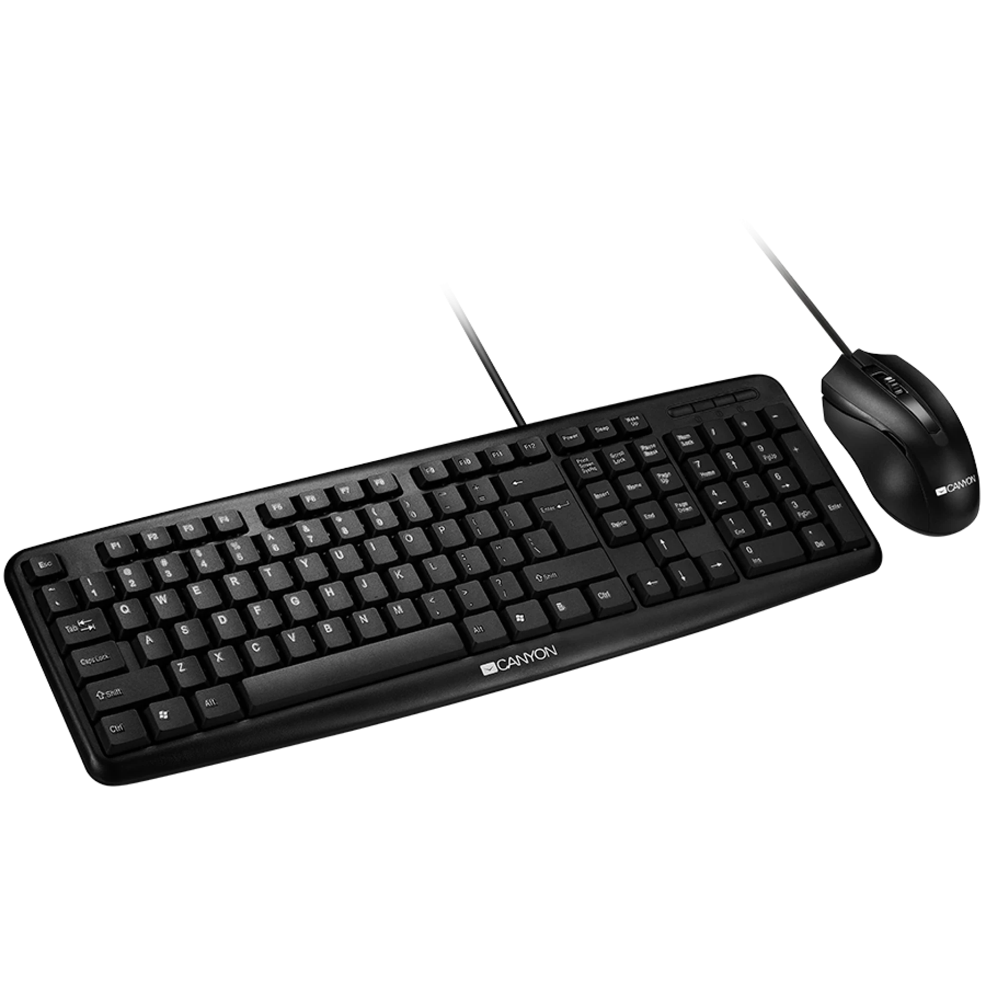 CANYON USB standard KB, water resistant AD layout bundle with optical 3D wired mice 1000DPI black