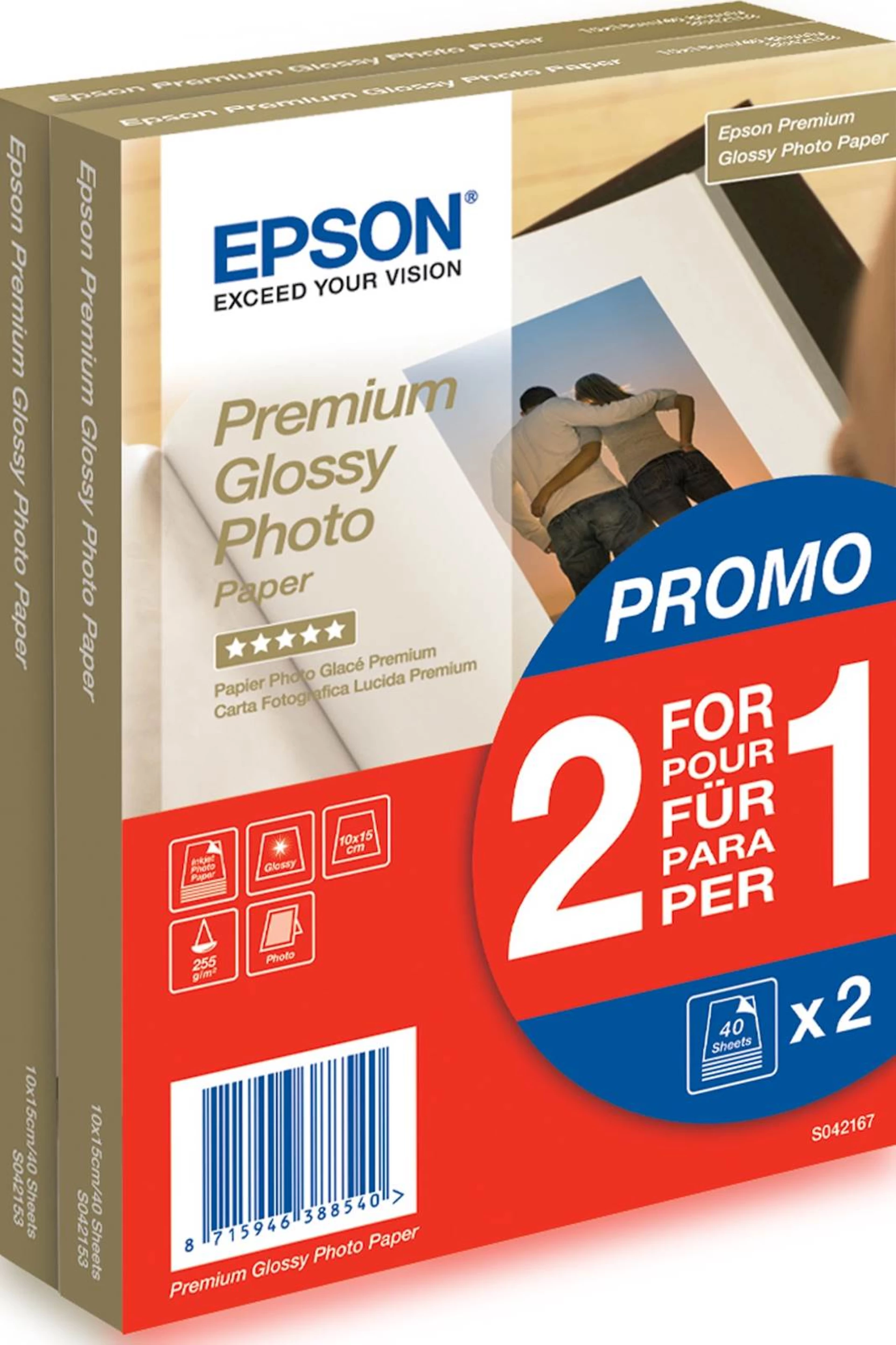 Papir EPSON Premium Glossy 10x15, 2x40l, 255 g/m2